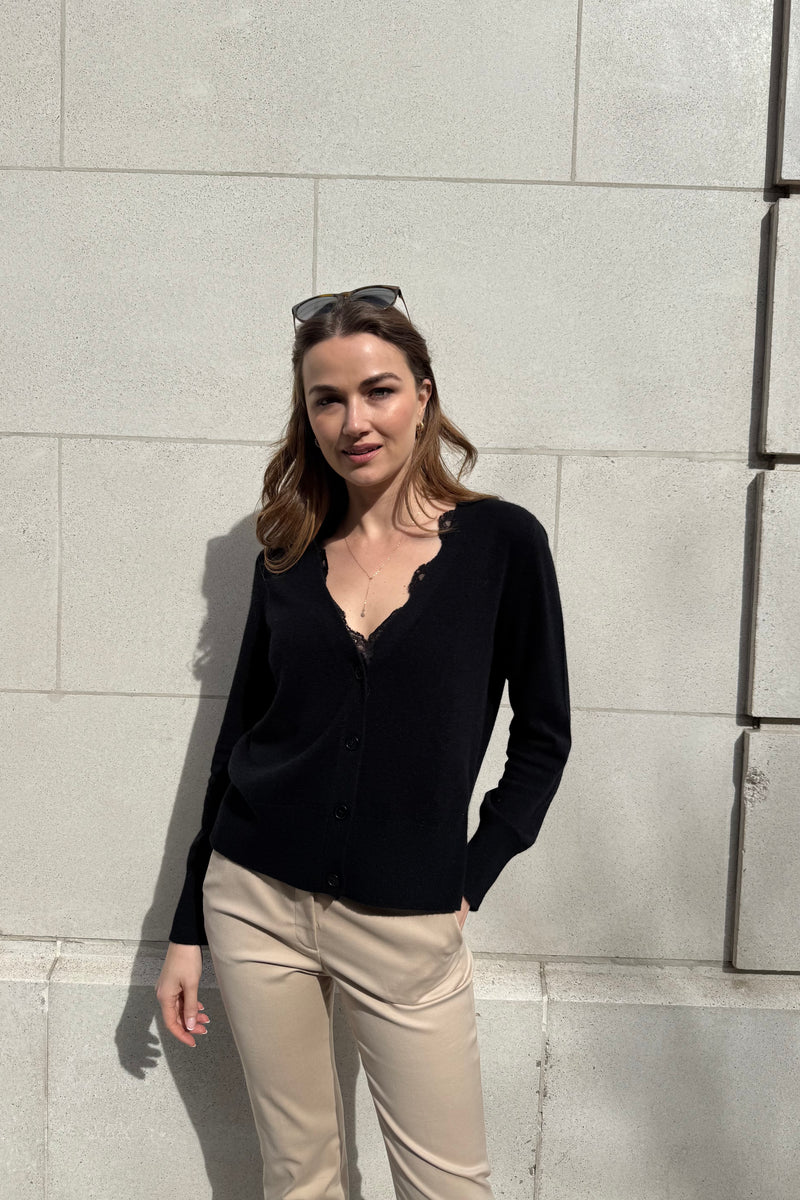 CASHMERE CARDIGAN-BLACK