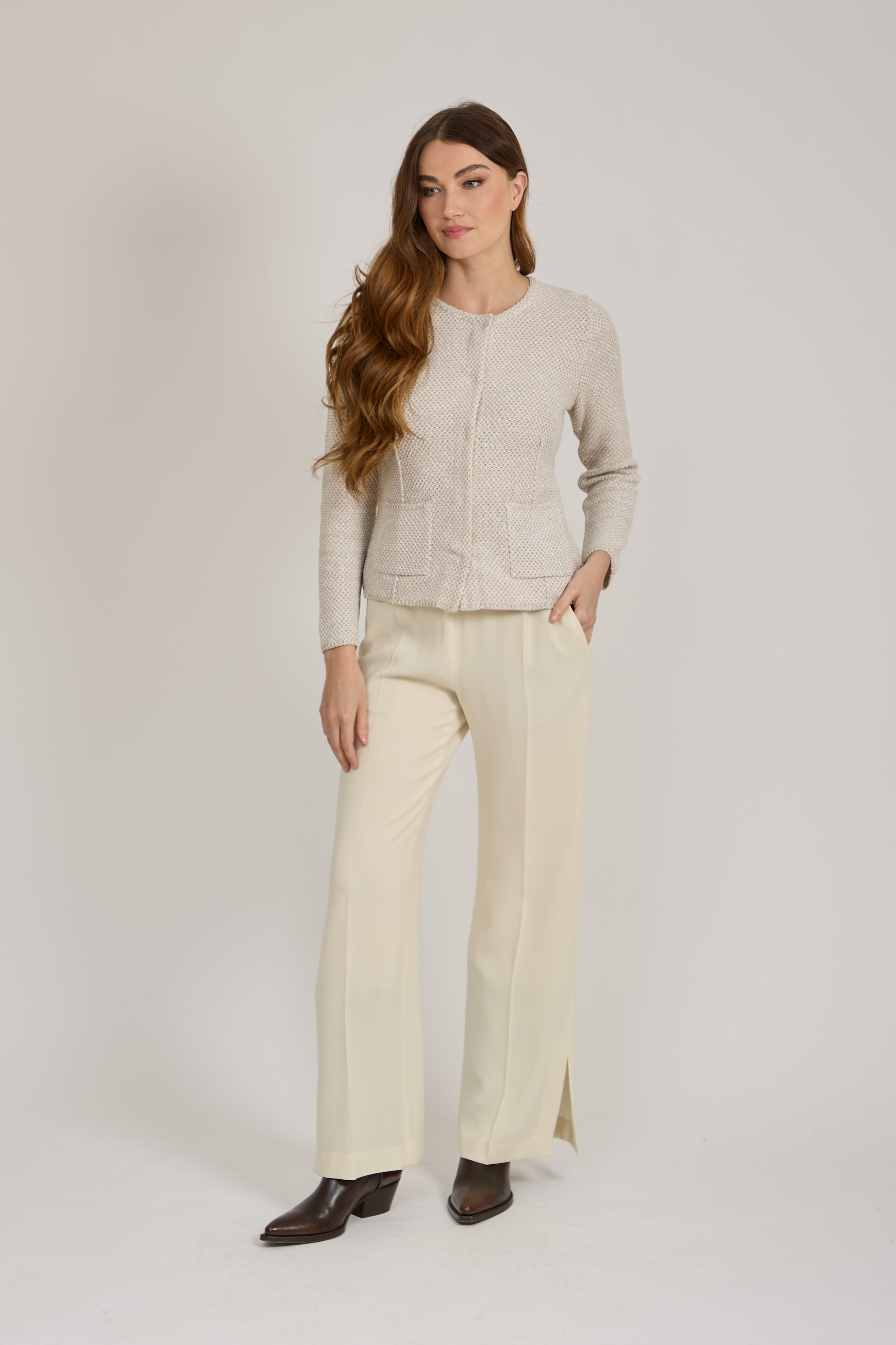 FLARE TROUSERS-OFF WHITE