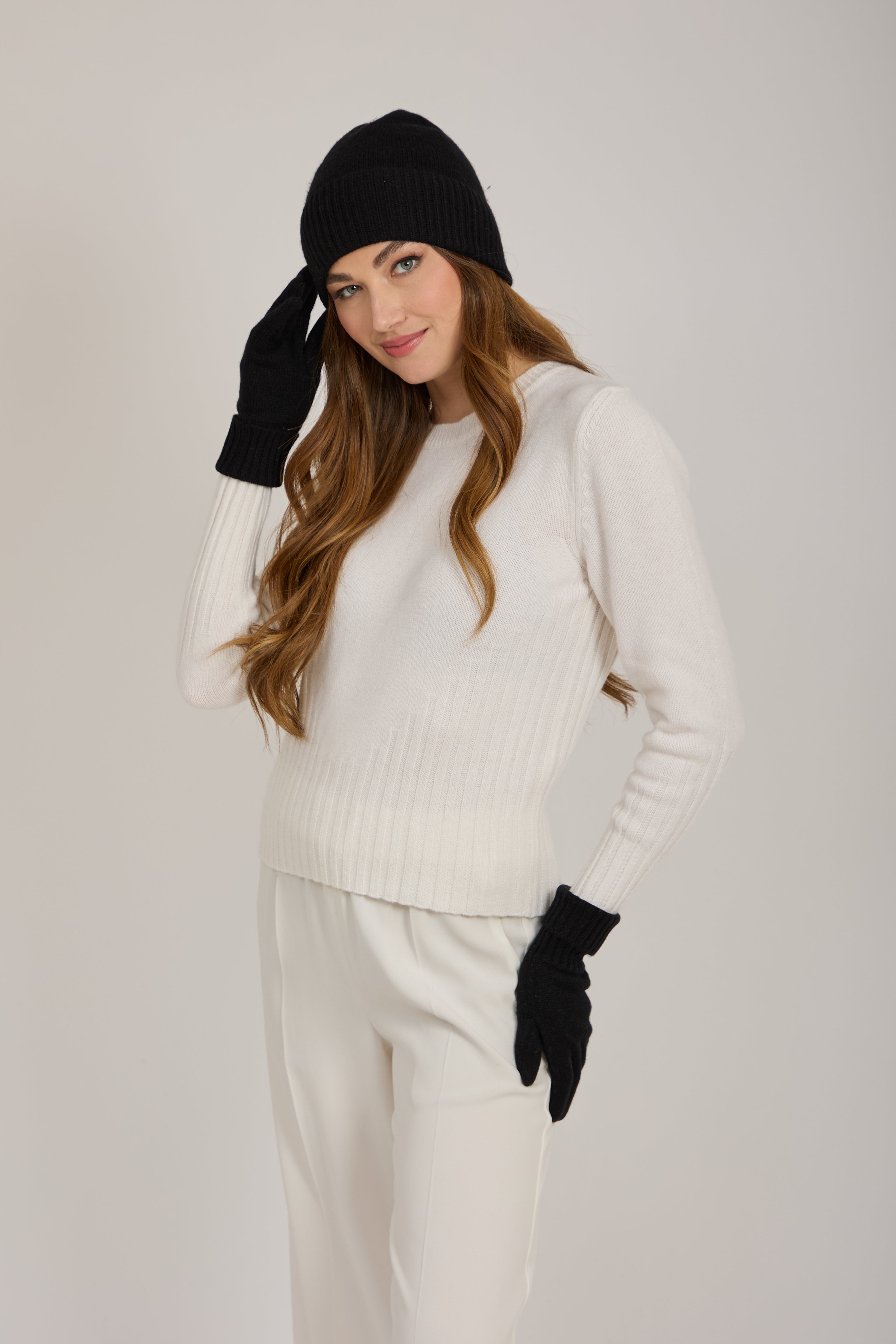 CASHMERE GLOVES-BLACK