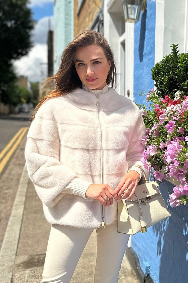 SHORT MINK JACKET- LATTE