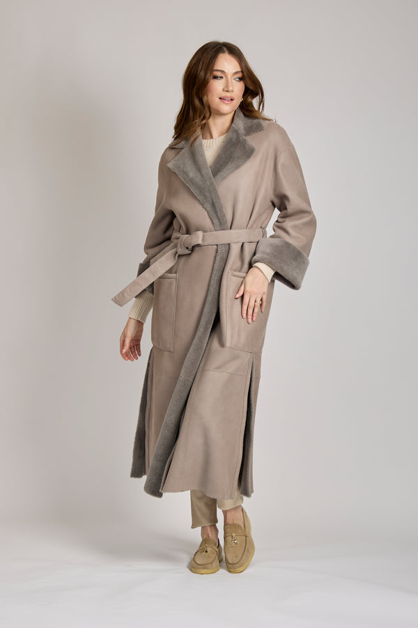 SHEARLING COAT-TAUPE