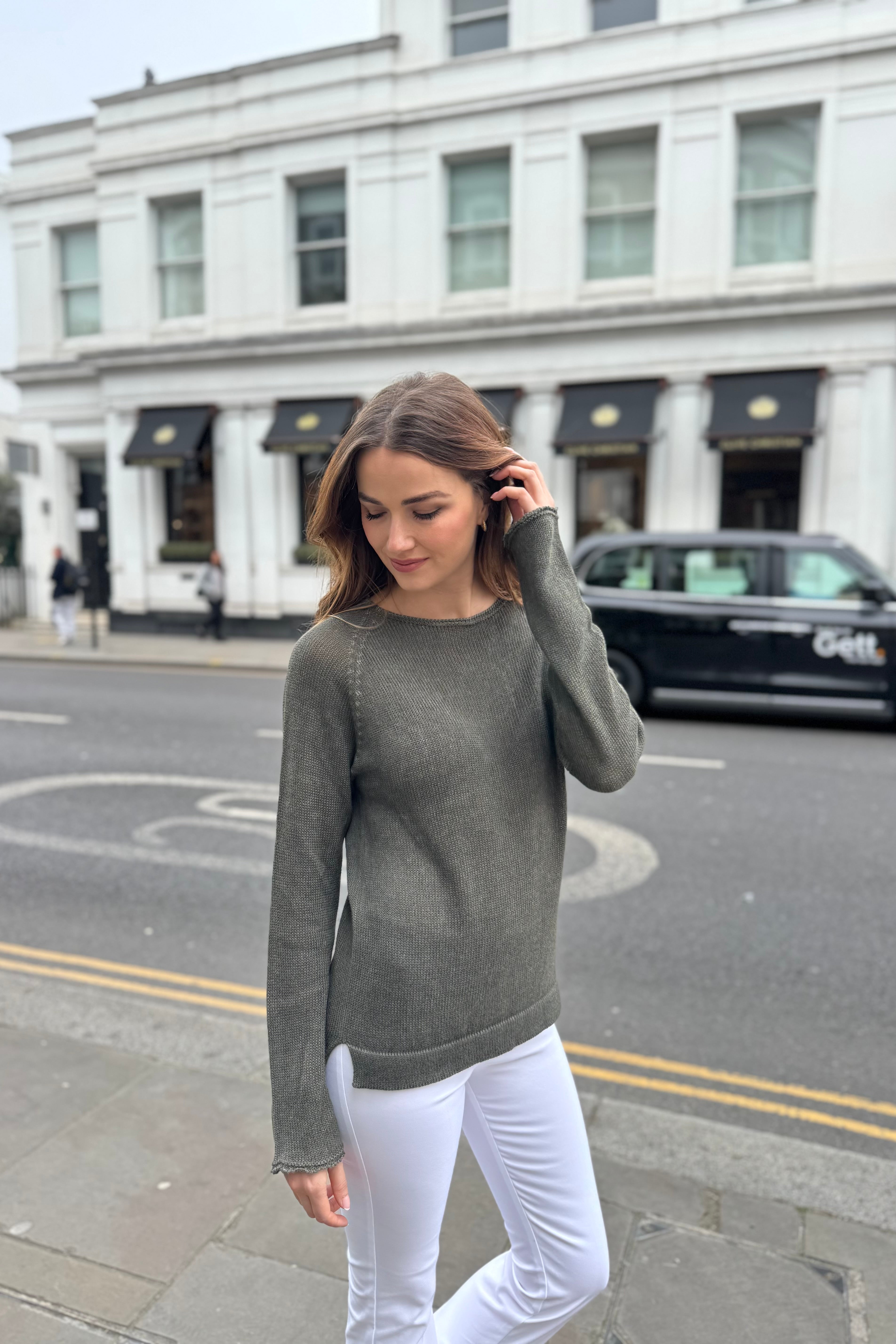 Pull ras du cou en tricot de coton Willow
