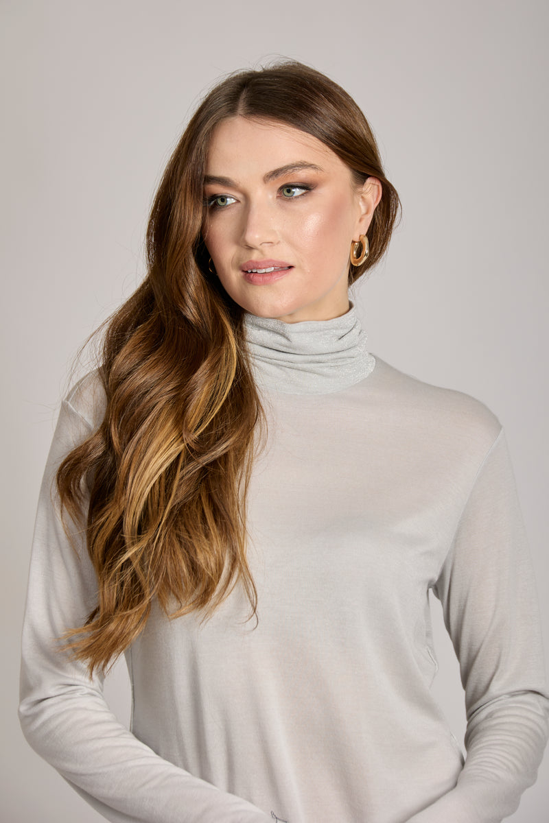 TURTLE NECK TEE SHIRT - GIACCIO