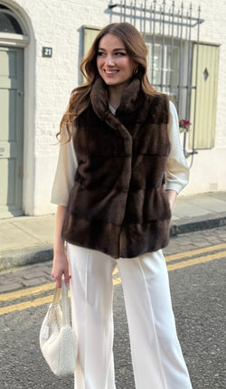 MINK VEST-BROWN