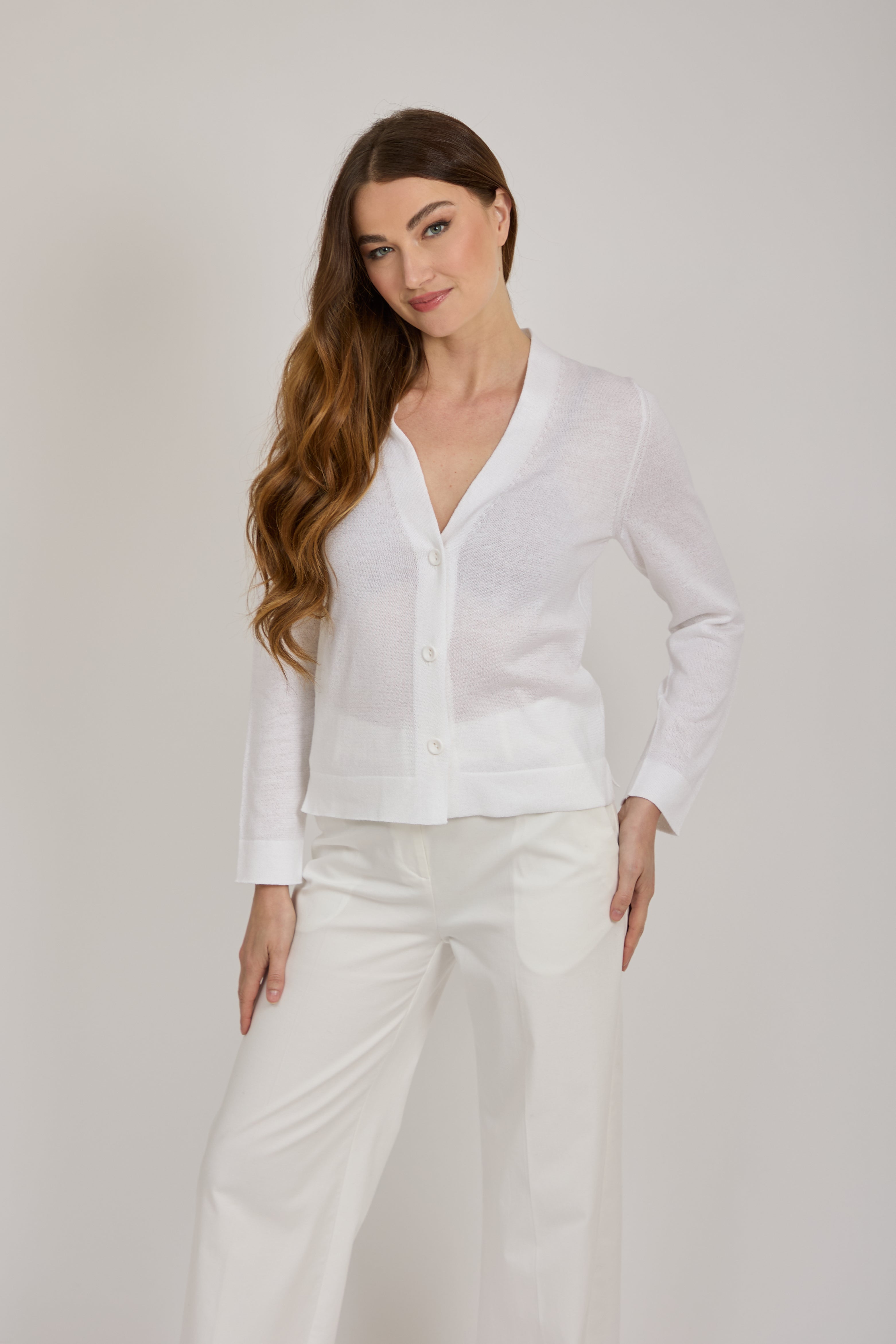 COTTON CARDIGAN-WHITE