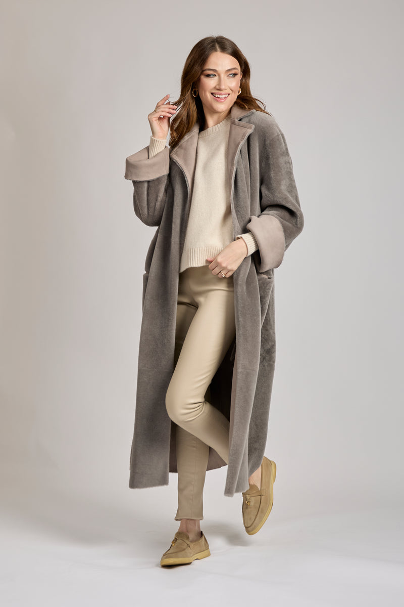 SHEARLING COAT-TAUPE