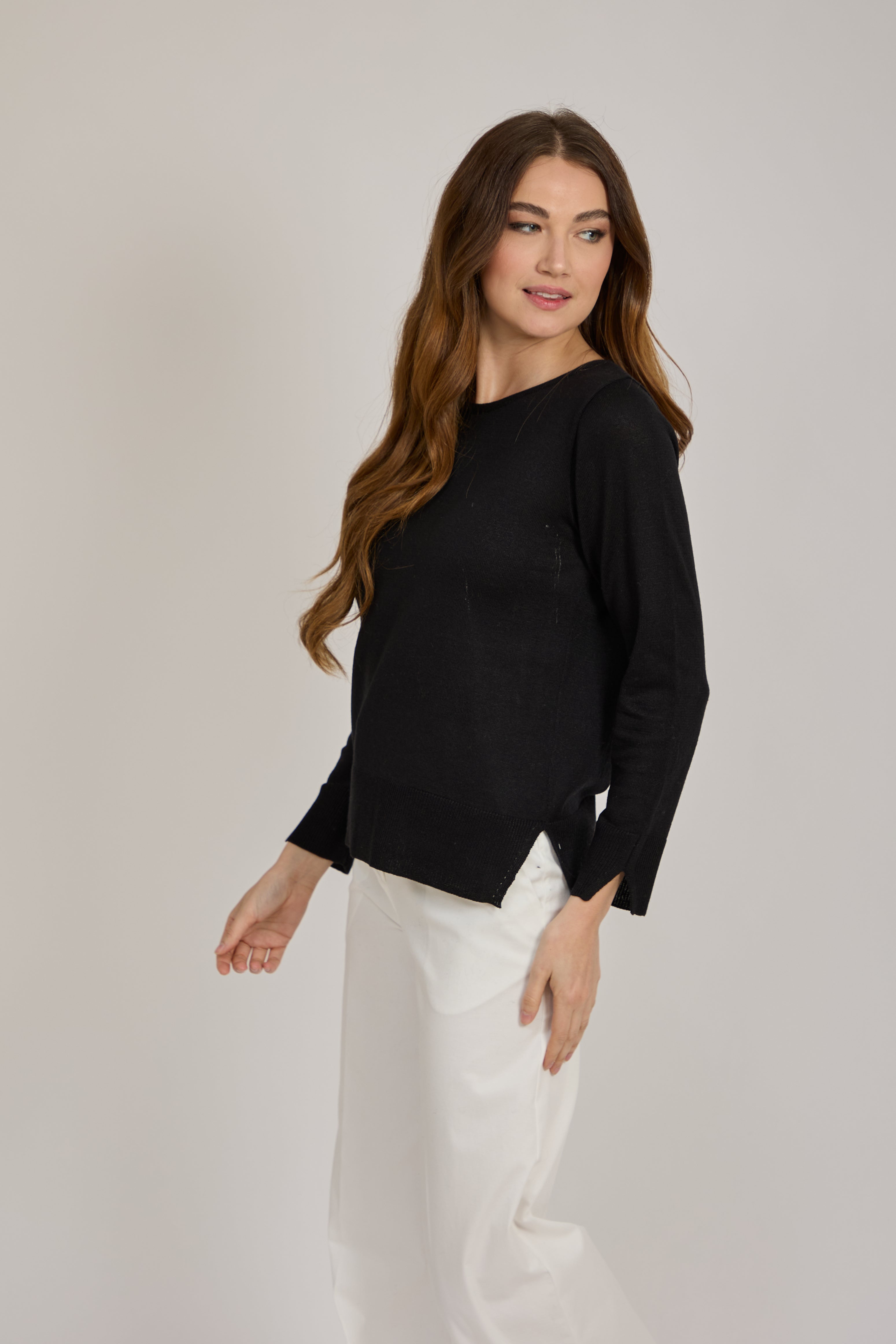 CREW NECK COTTON TOP-NERO