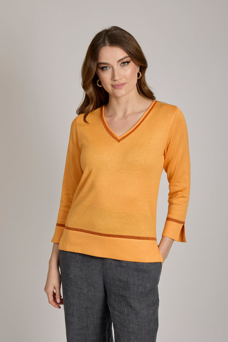 V NECK TOP - ORANGE