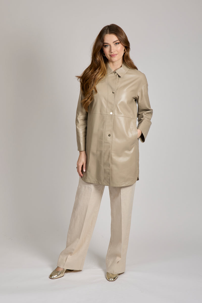 LEATHER COAT - BEIGE