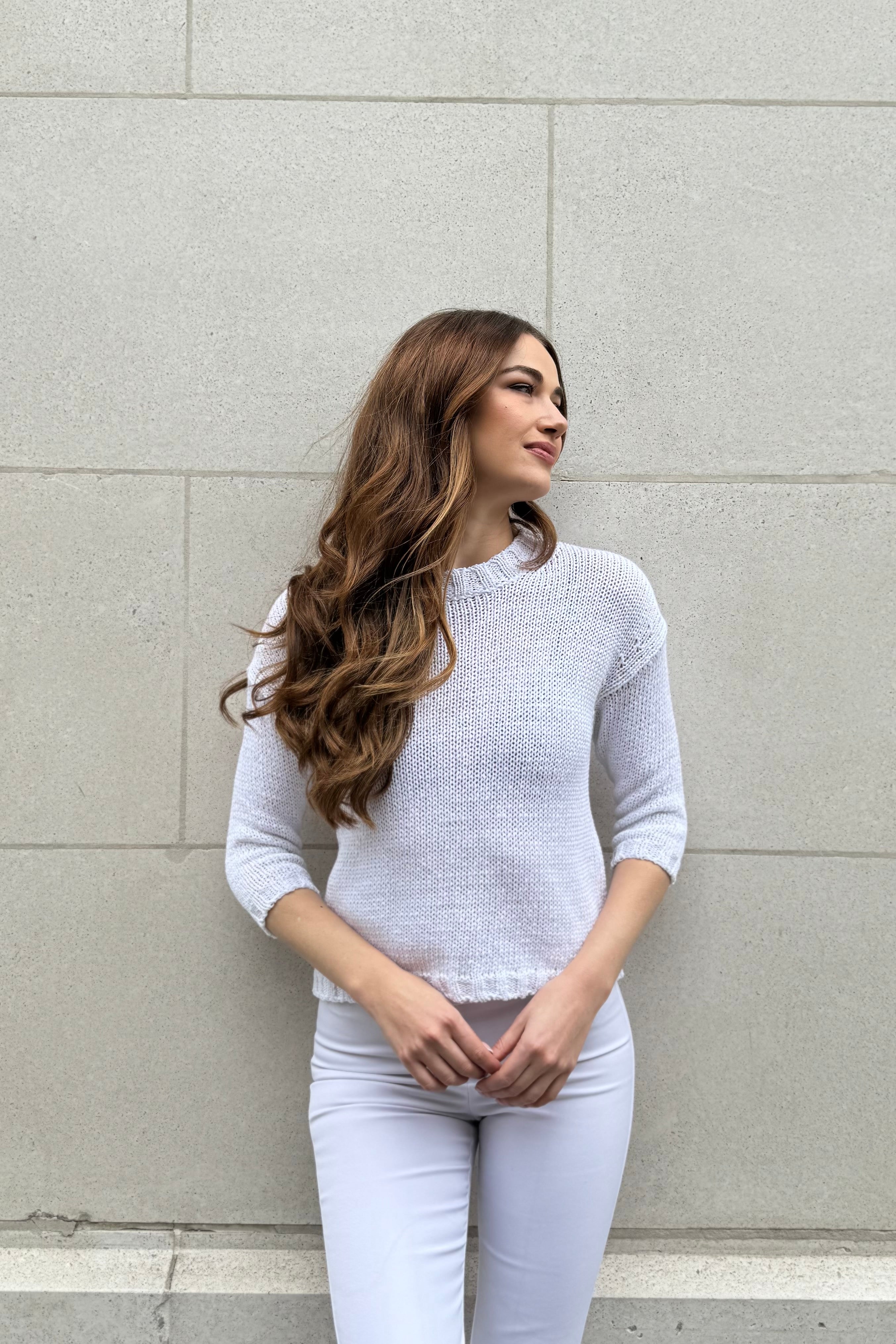 COTTON SWEATER POPPY - WHITE