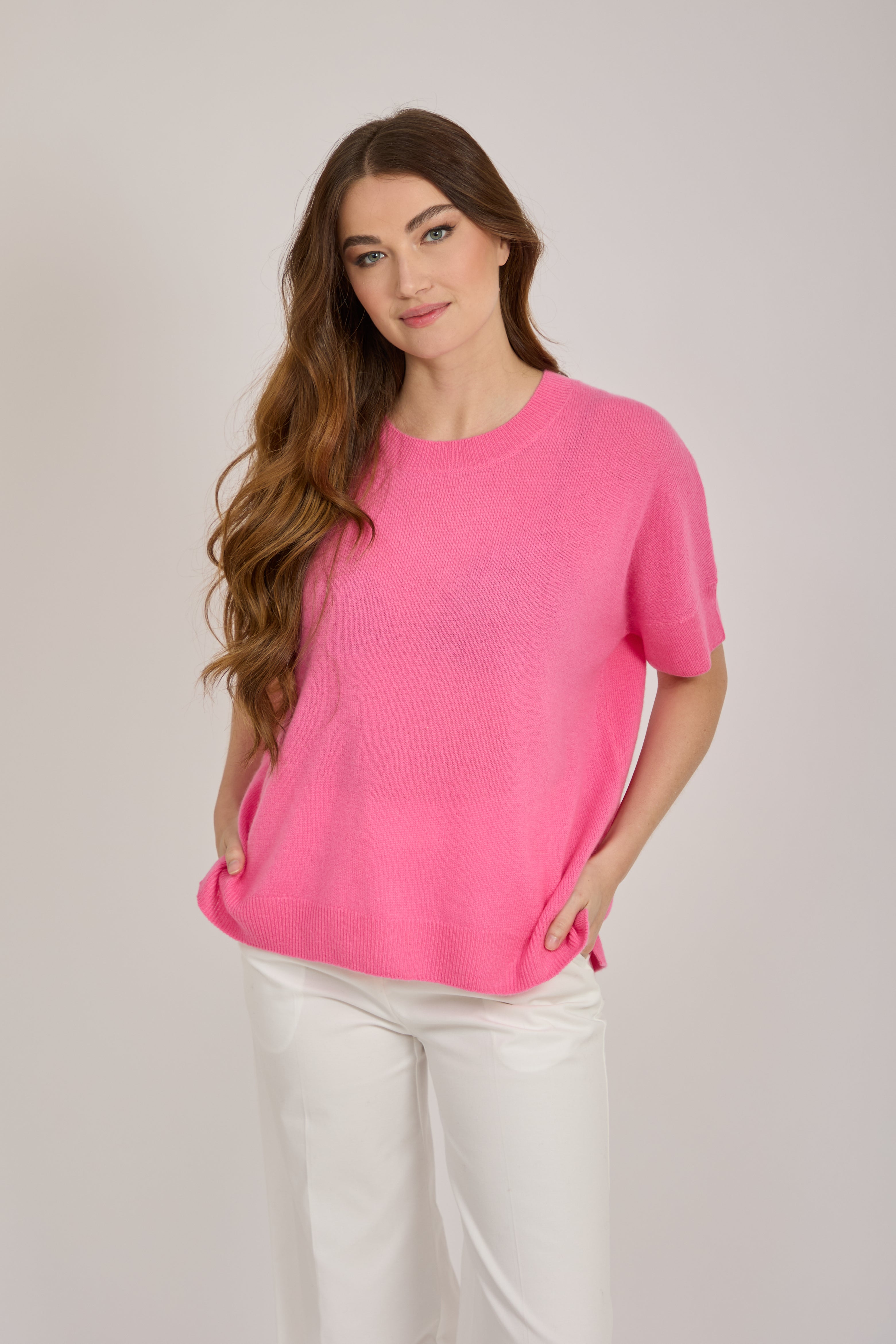 CREW NECK CASHMERE JUMPER-PEONY