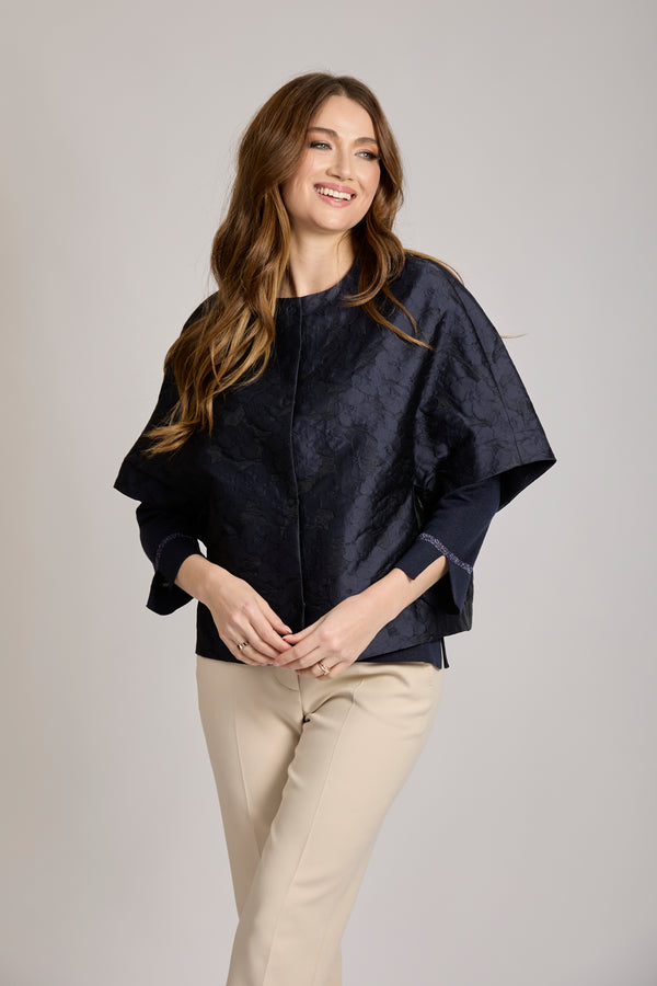 JACQUARD SHORT JACKET - BLU