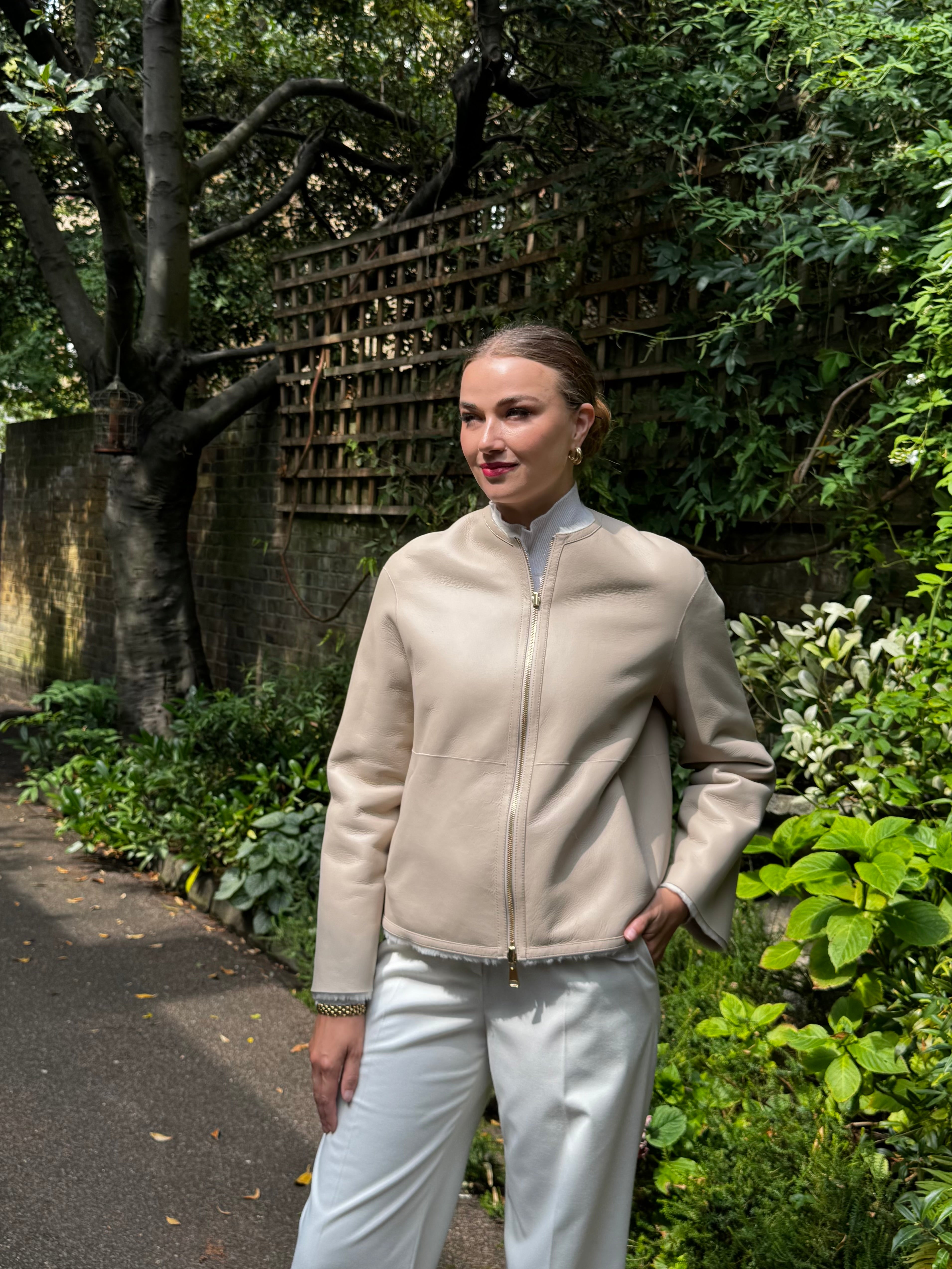 REVERSIBLE SHORT SHEARLING JACKET-ANGORA