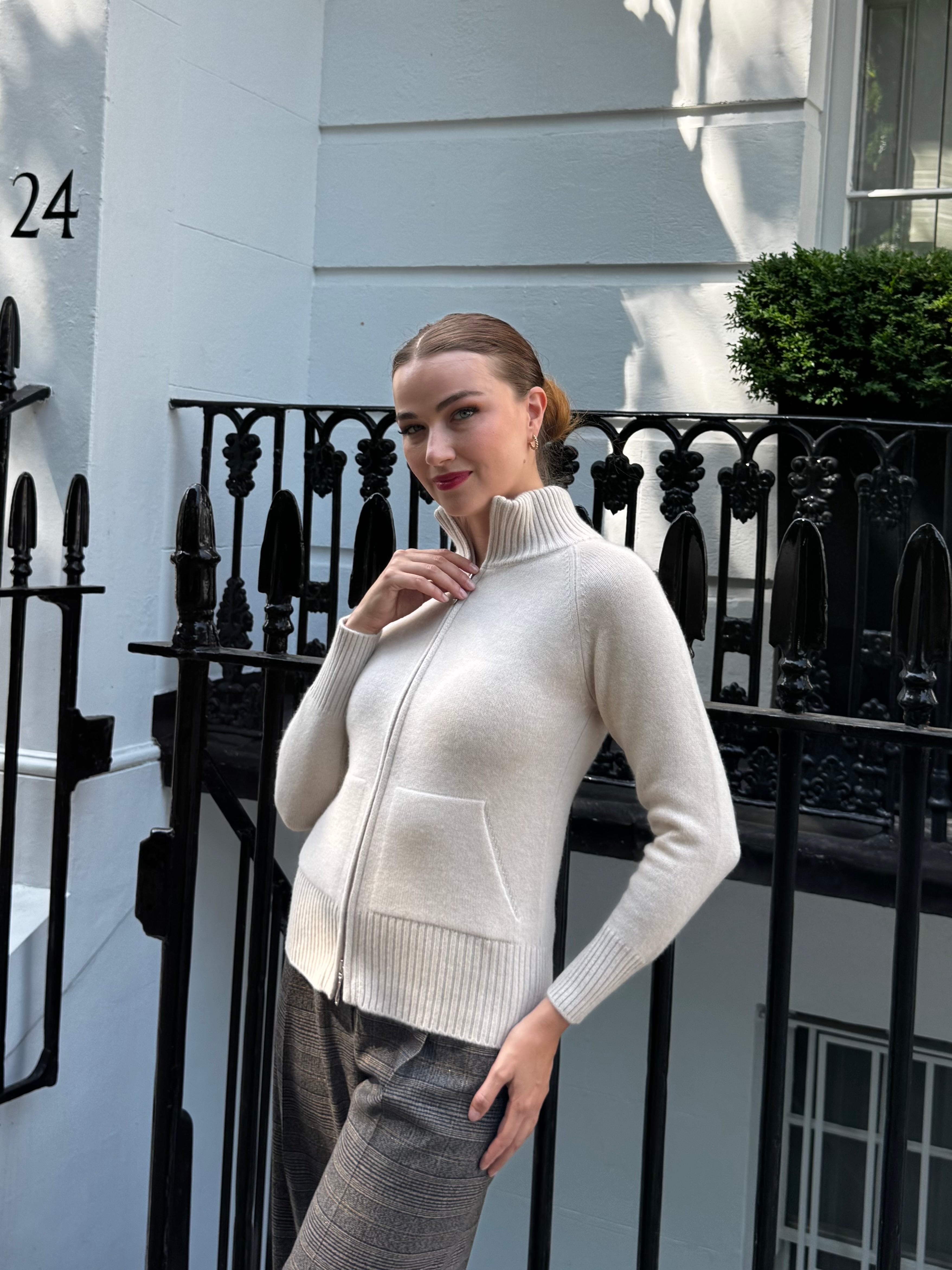 CASHMERE CARDIGAN-BEIGE