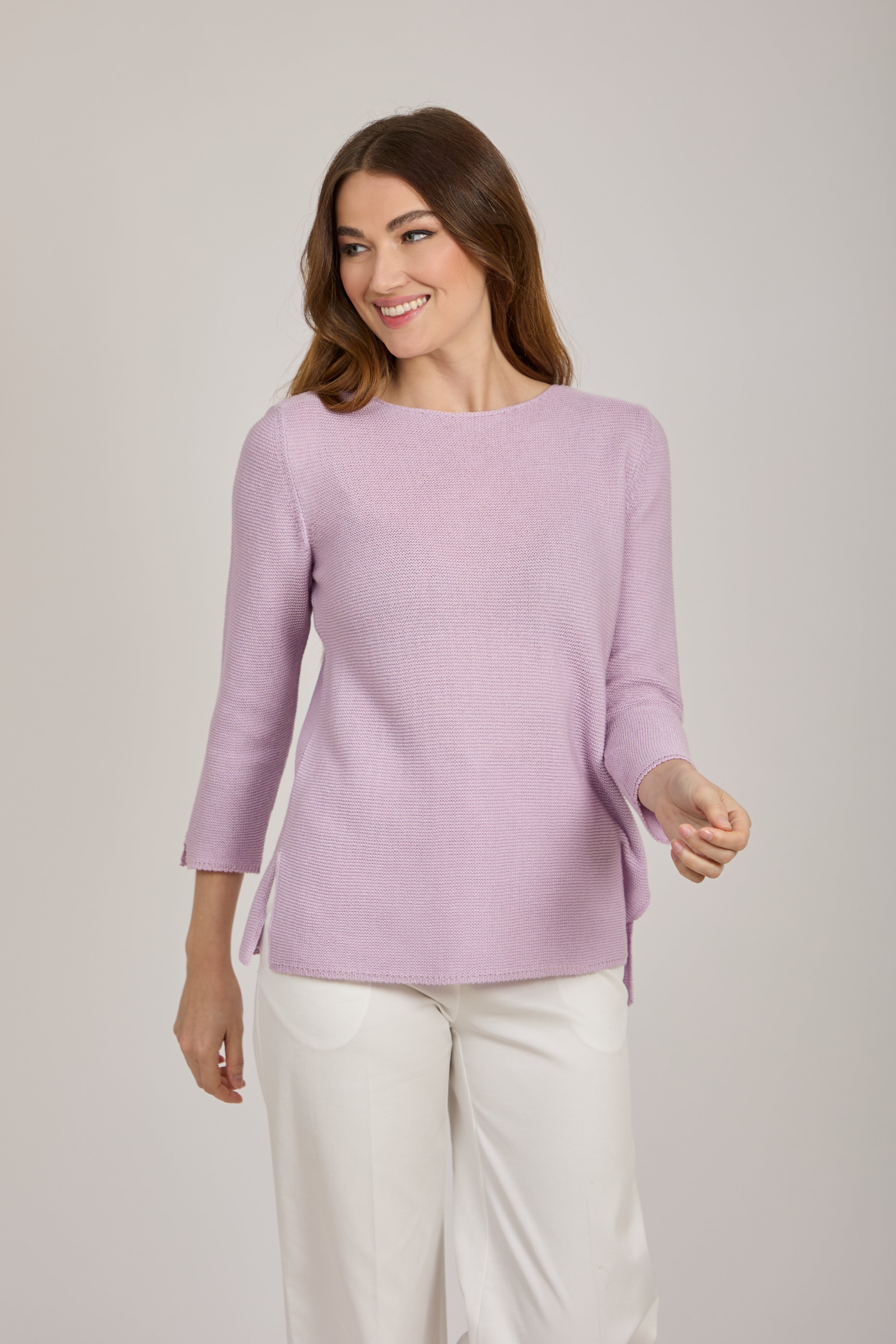 CREW NECK COTTON TOP-LILAS