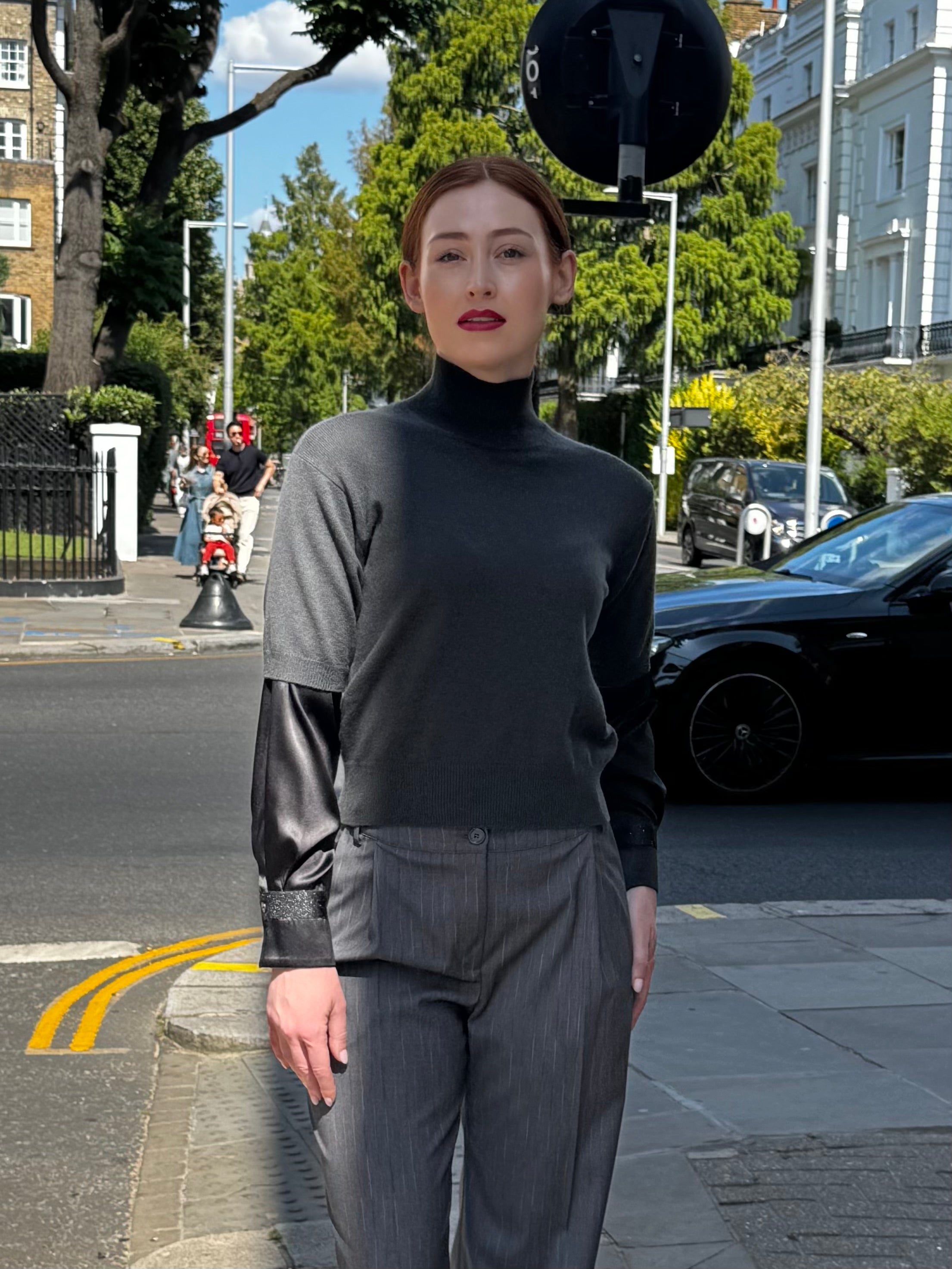 HIGH NECK JUMPER-GRIGIO