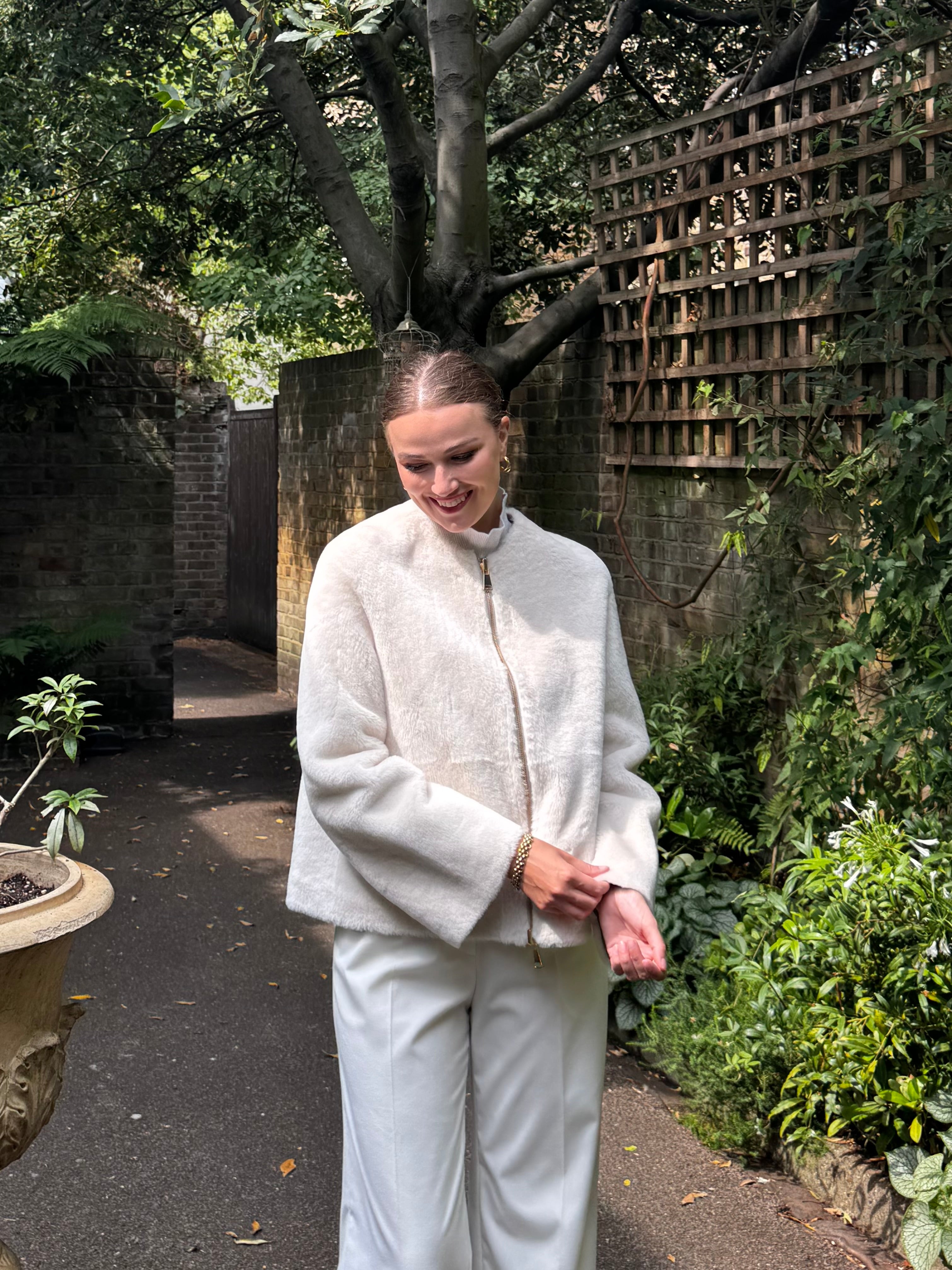 REVERSIBLE SHORT SHEARLING JACKET-ANGORA