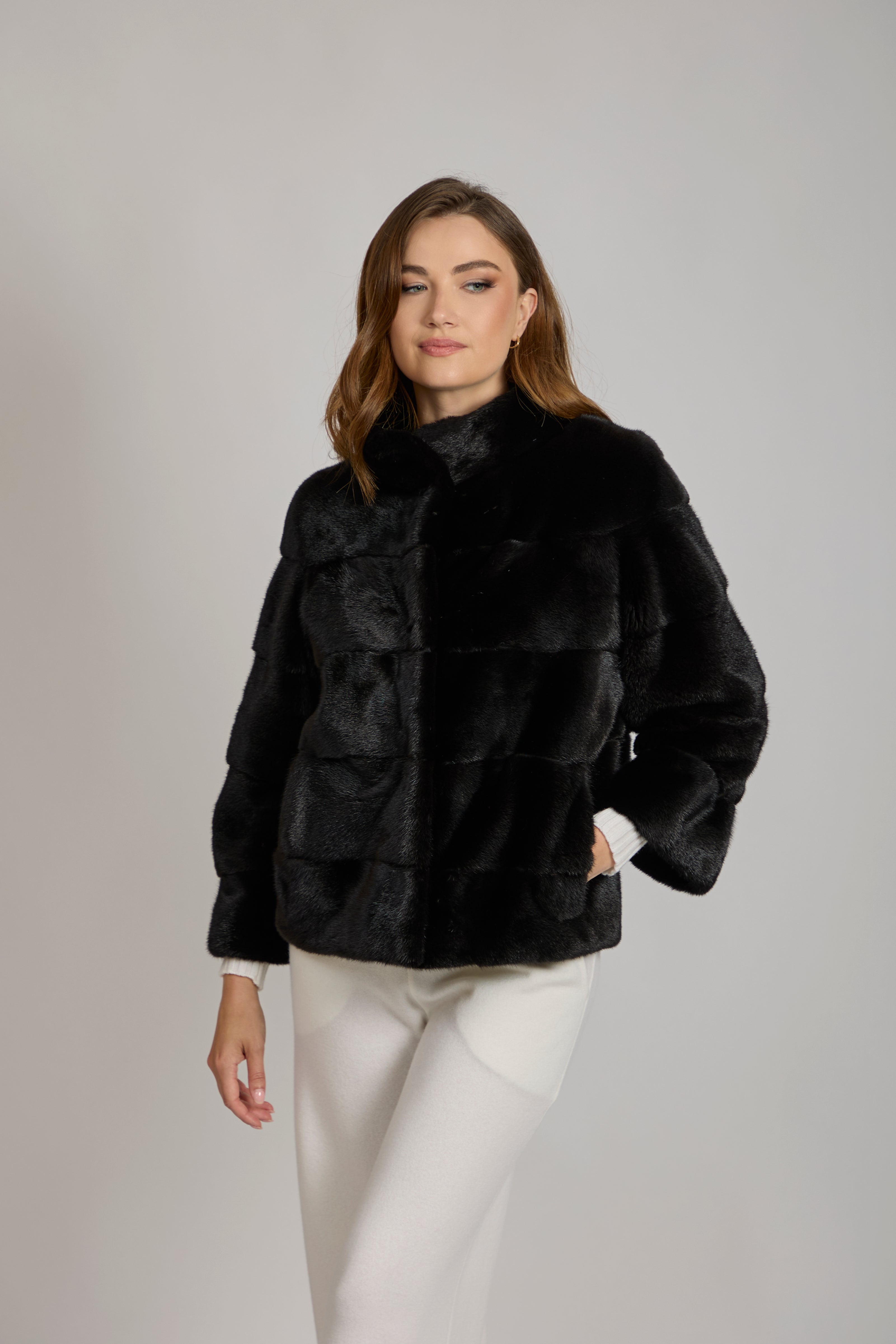 BLACK LAMA SHORT MINK JACKET