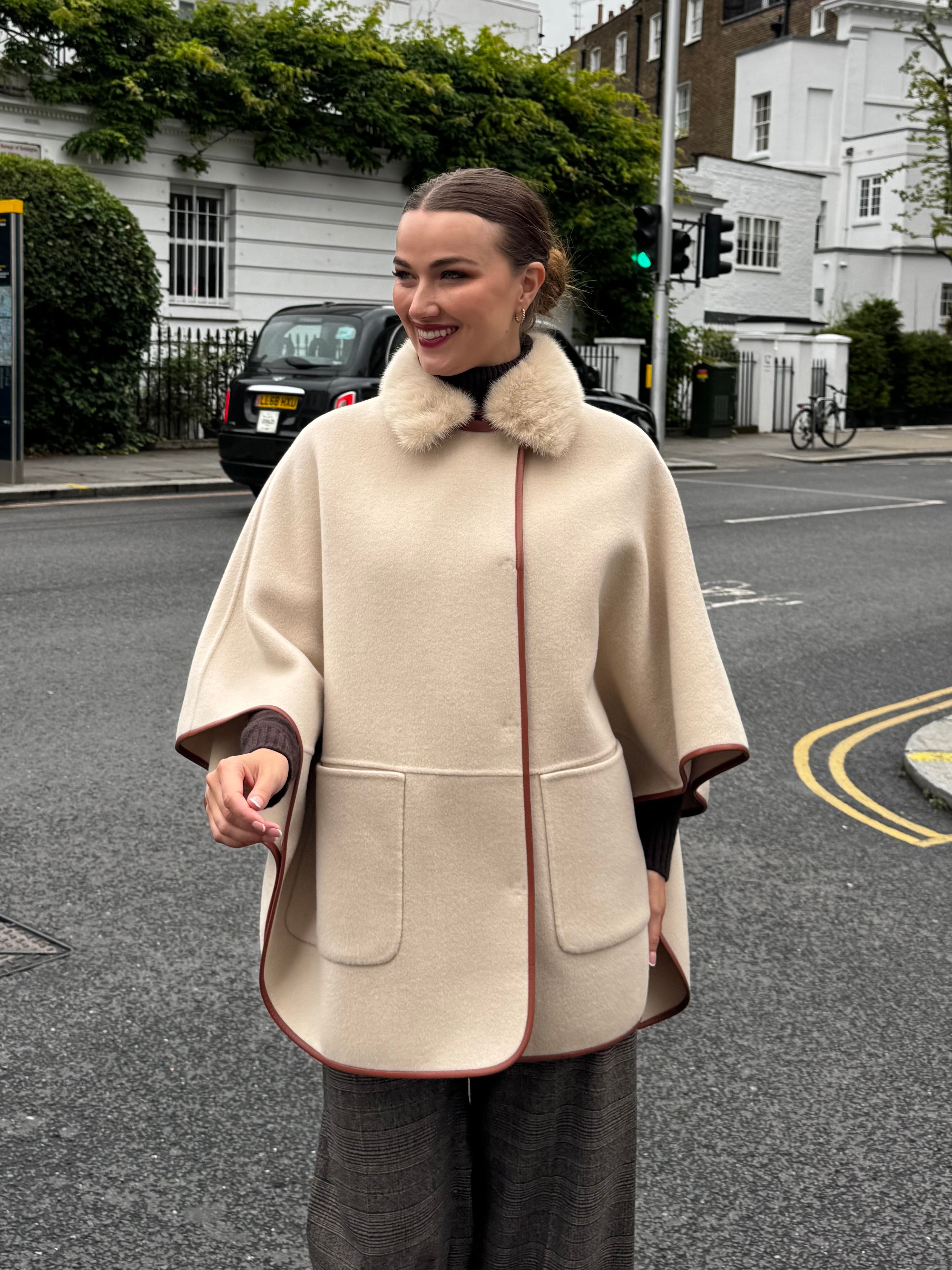 CAPE WITH MINK COLLAR