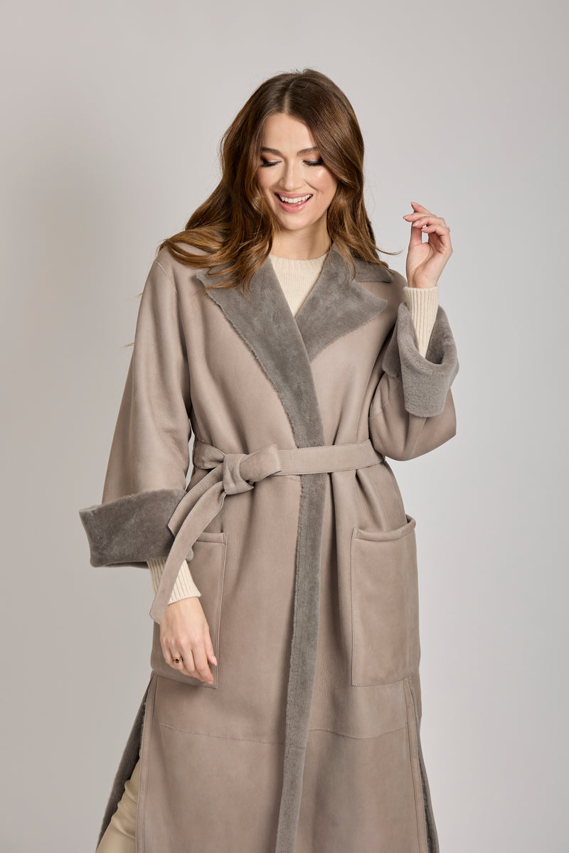 SHEARLING COAT-TAUPE