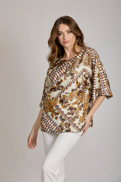 TOP PRINT SCARF - BEIGE