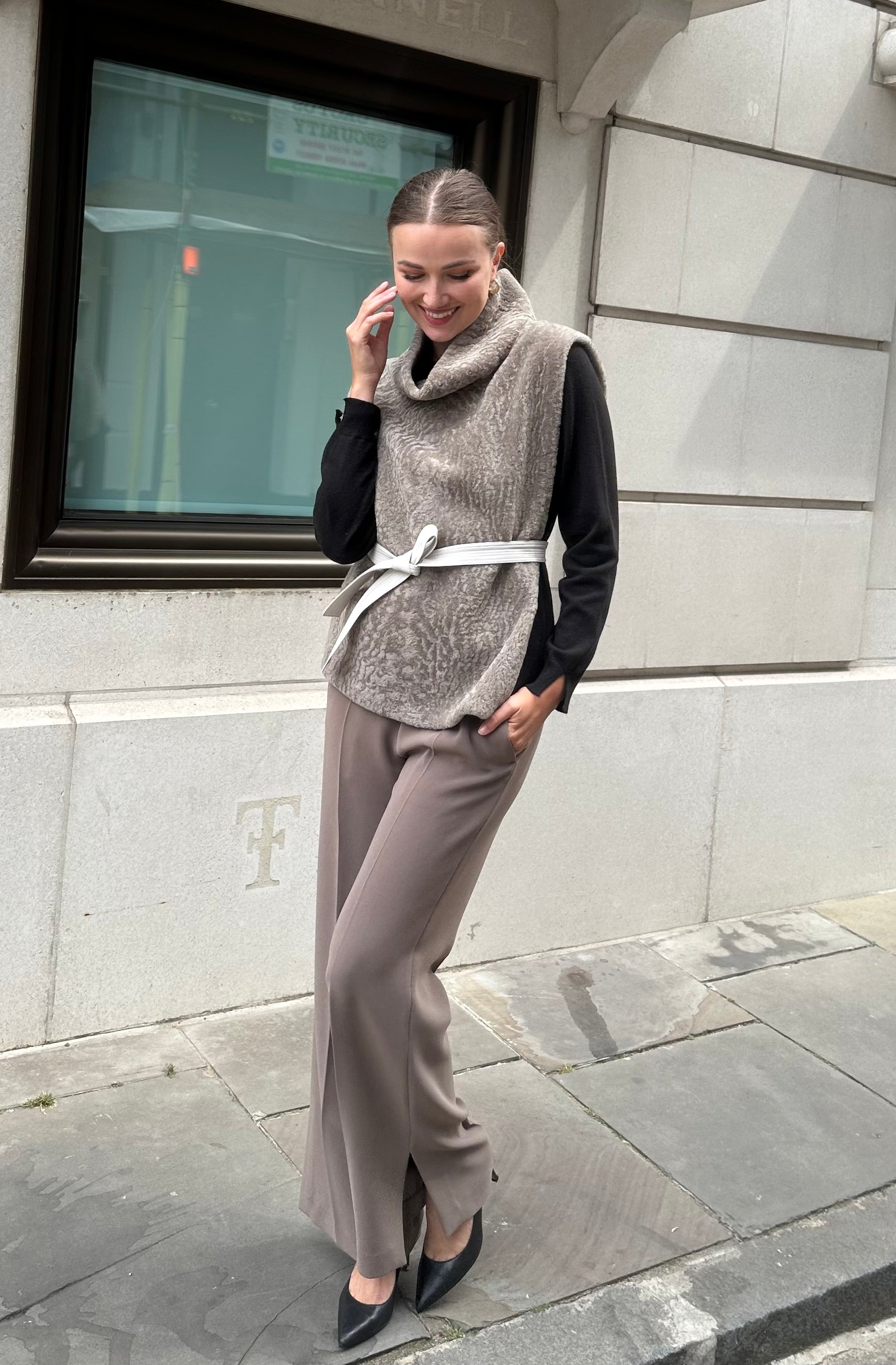 SHEARLING TOP-ANGORA