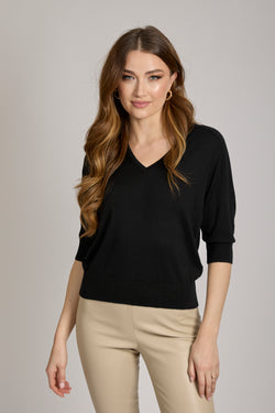 V NECK SWEATER - NERO