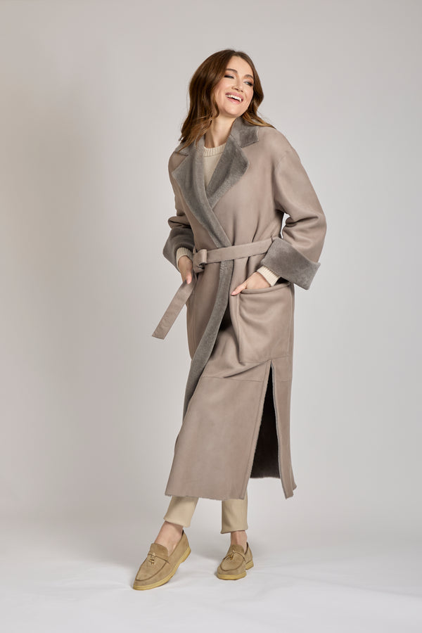 SHEARLING COAT-TAUPE