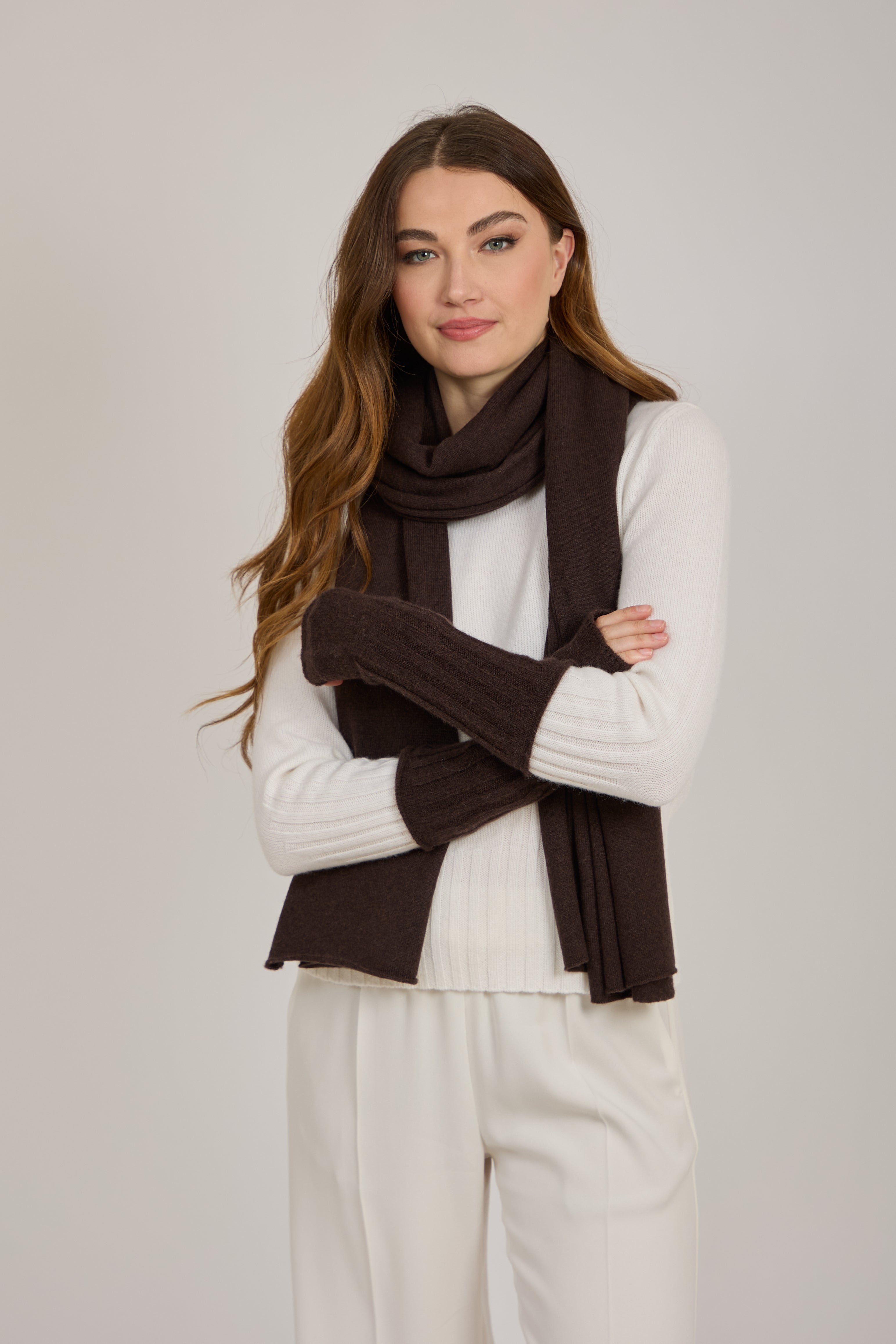 CASHMERE MITTENS-BROWN