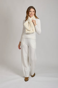 CASHMERE SCARF WITH REX- WHITE