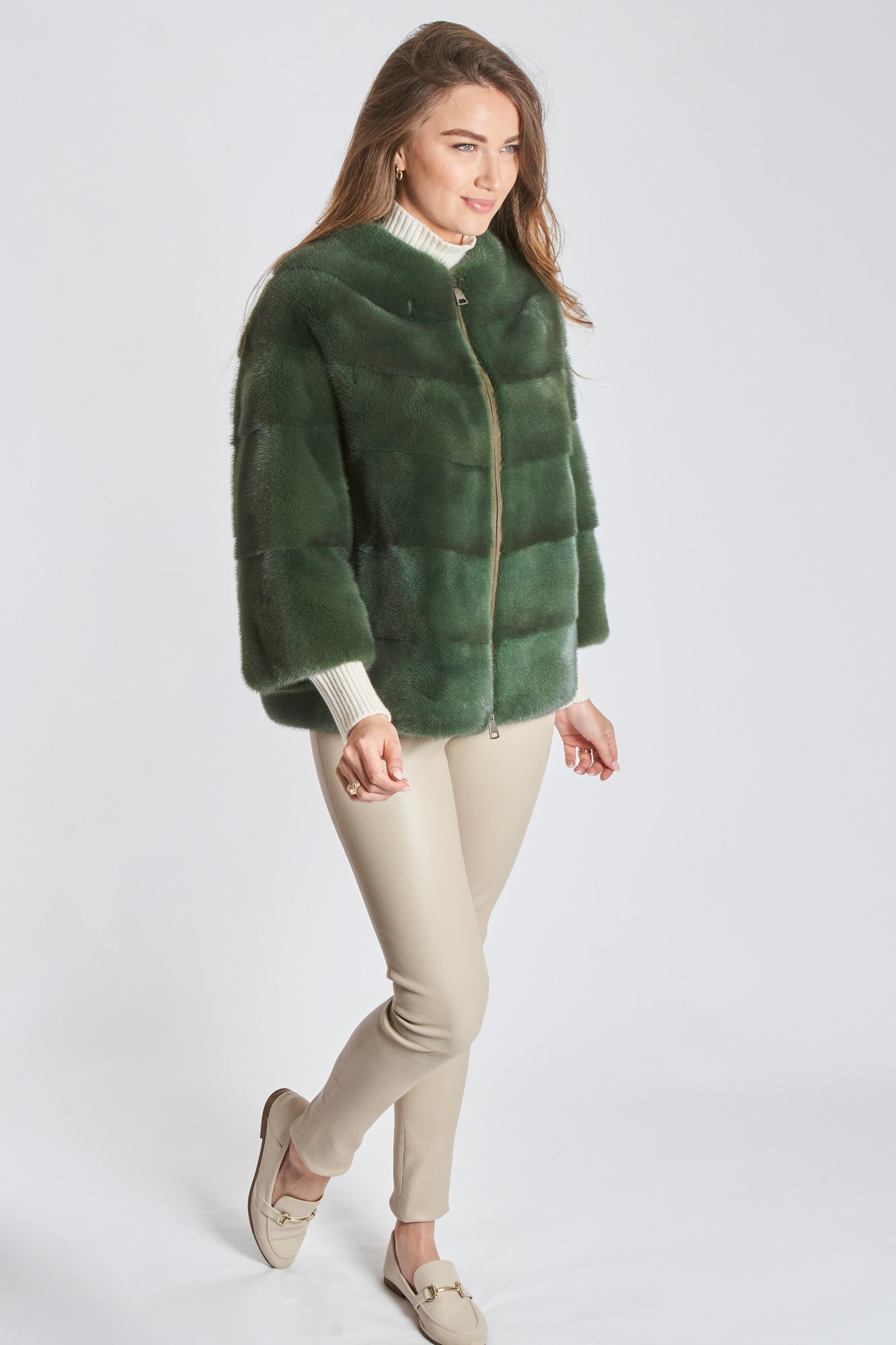 SHORT MINK JACKET - GREEN