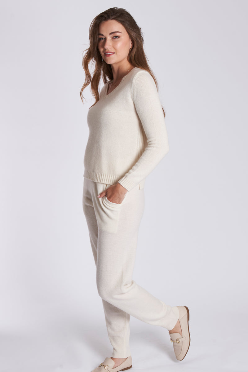 CASHMERE TROUSERS - CREME