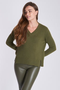 V NECK JUMPER - FOGLIA