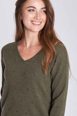 V NECK JUMPER - VEGETAL