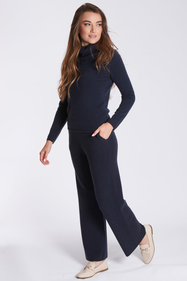 CASHMERE TROUSERS - NAVY