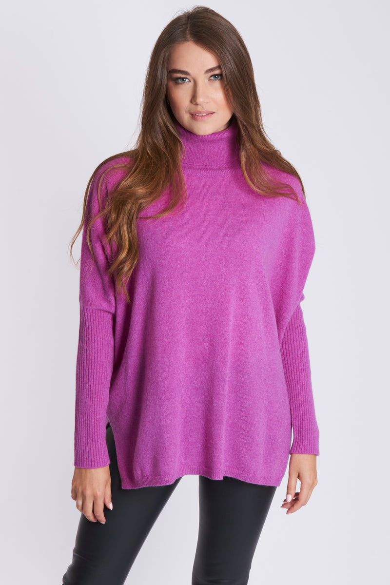 THIN PONCHO TURTLE NECK - ORCHID