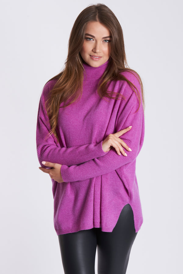 THIN PONCHO TURTLE NECK - ORCHID