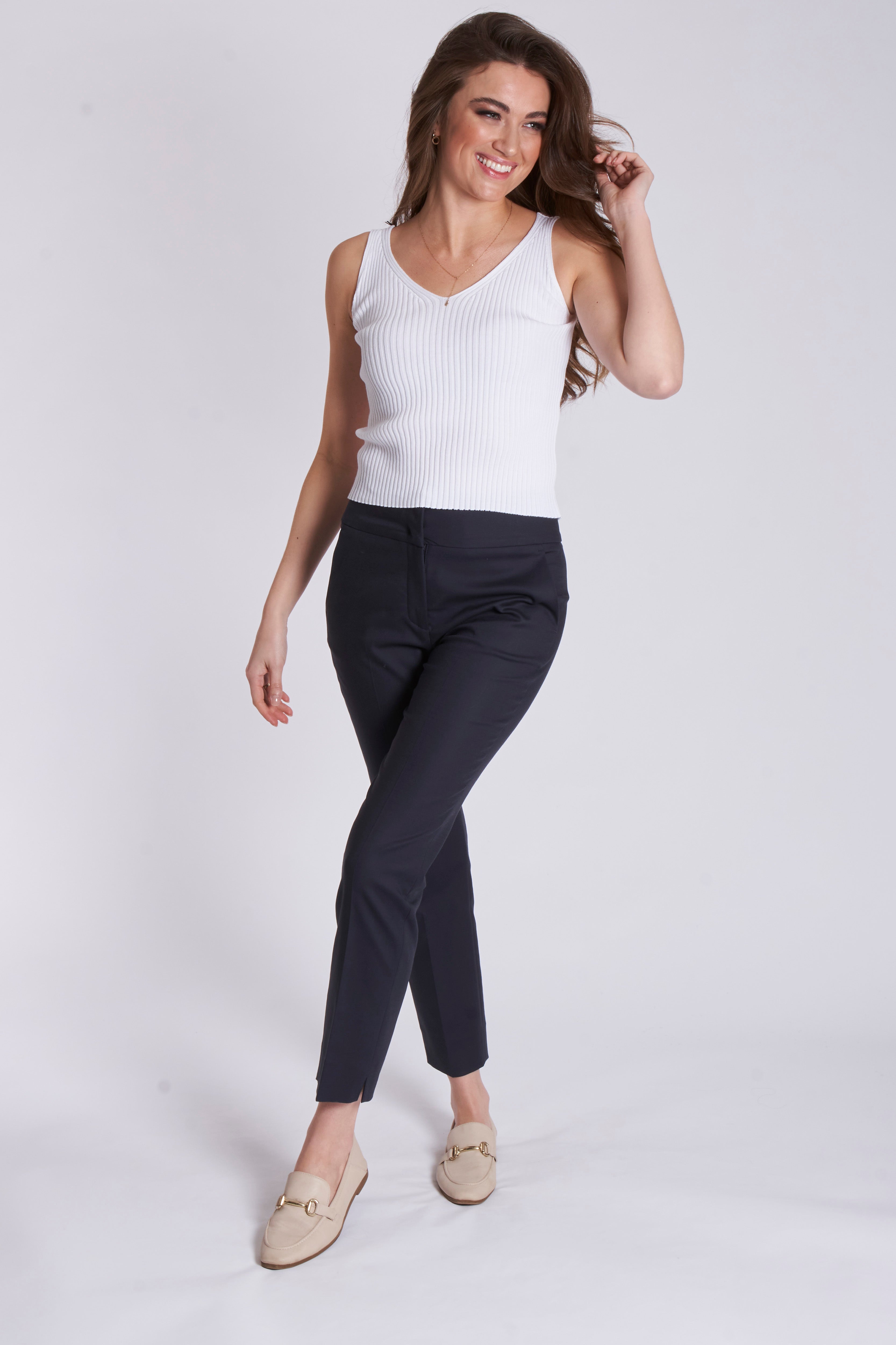 GABARDINE STRETCH TROUSERS-BLUE