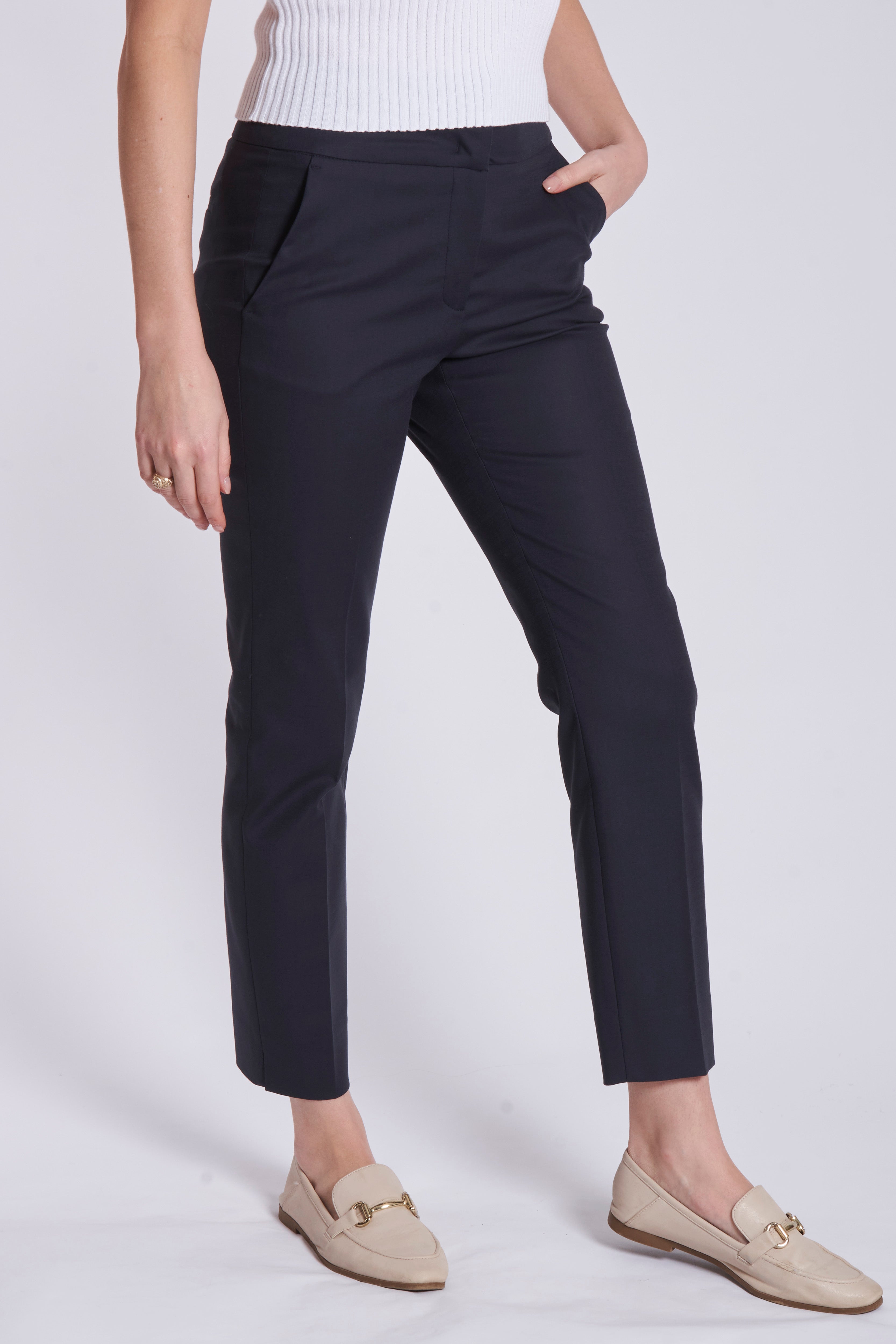 GABARDINE STRETCH TROUSERS-BLUE