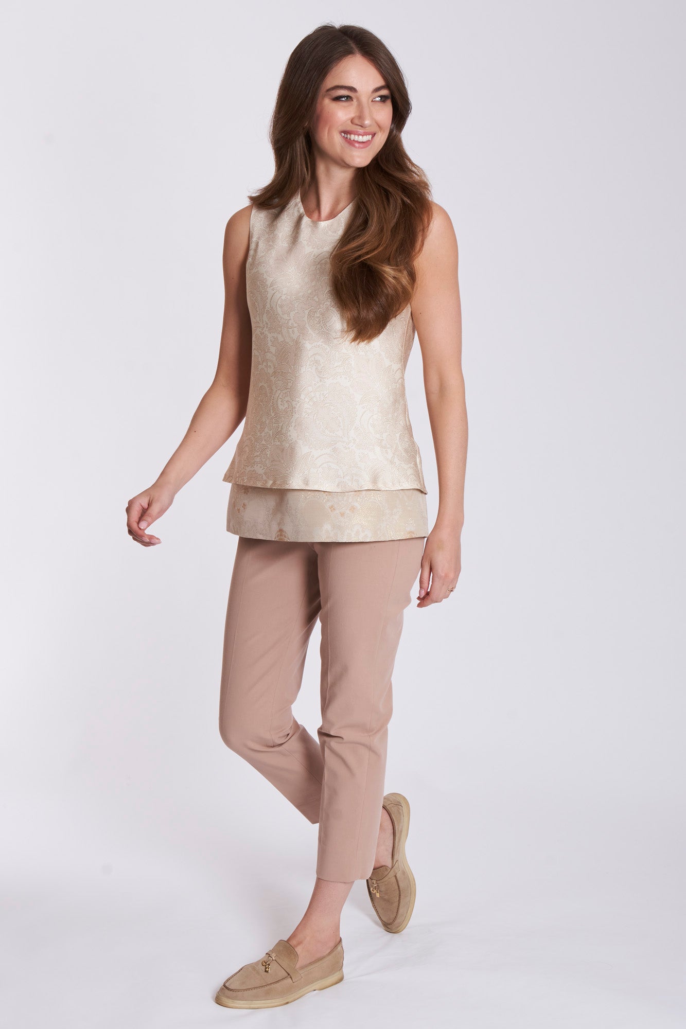 GABARDINE STRETCH TROUSERS - ROPE