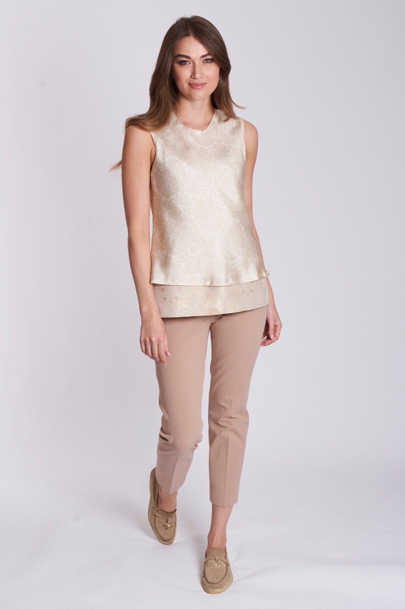 GABARDINE STRETCH TROUSERS - ROPE