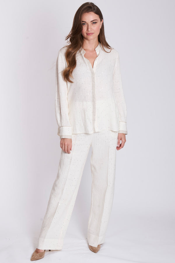 LINEN TROUSERS - OFF WHITE