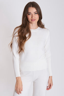 CREW NECK CASHMERE JUMPER-BIANCO