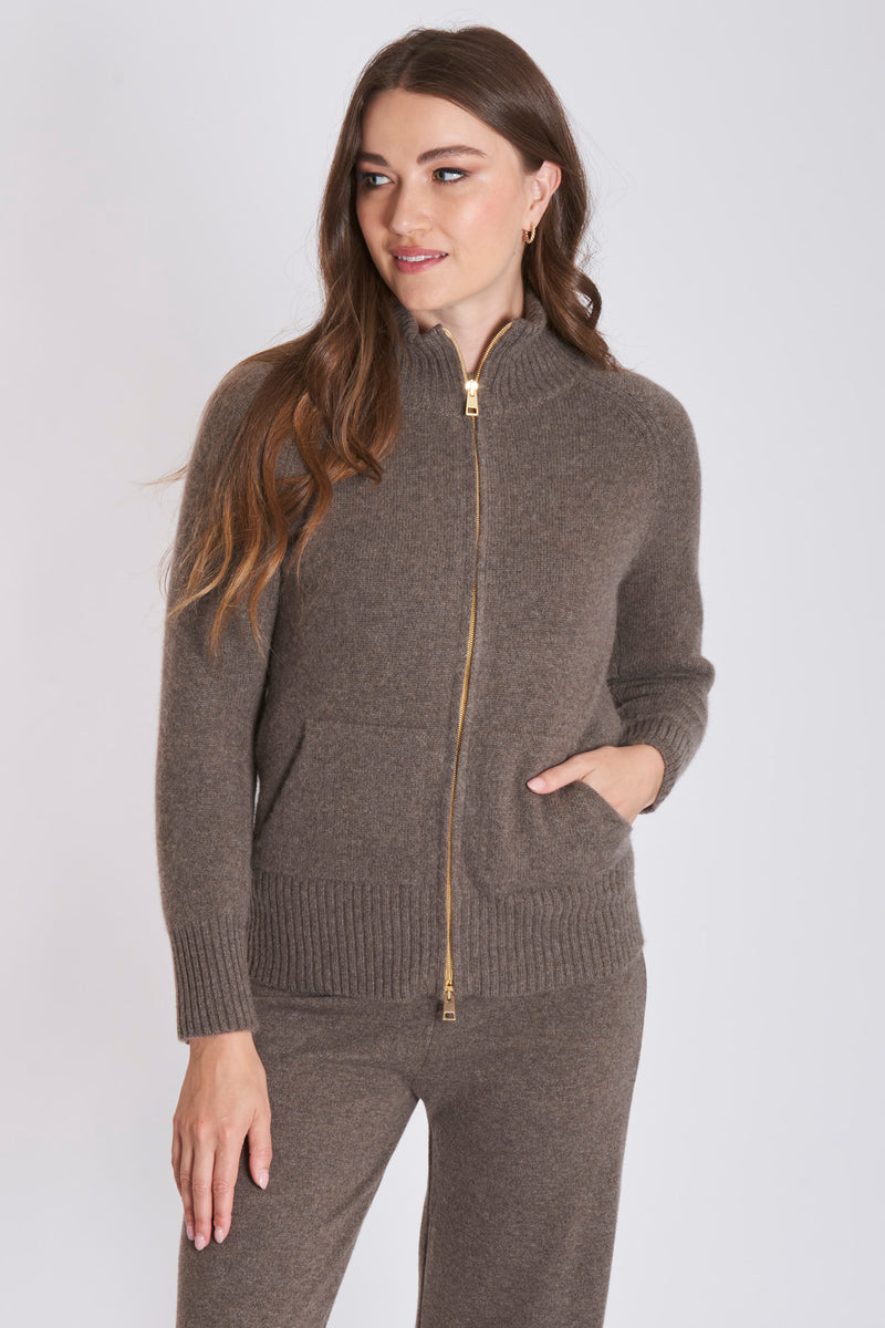 CASHMERE CARDIGAN-COFFEE