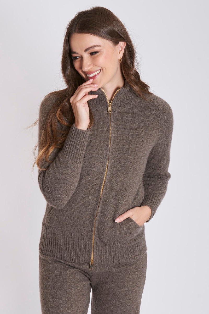 CASHMERE CARDIGAN-COFFEE