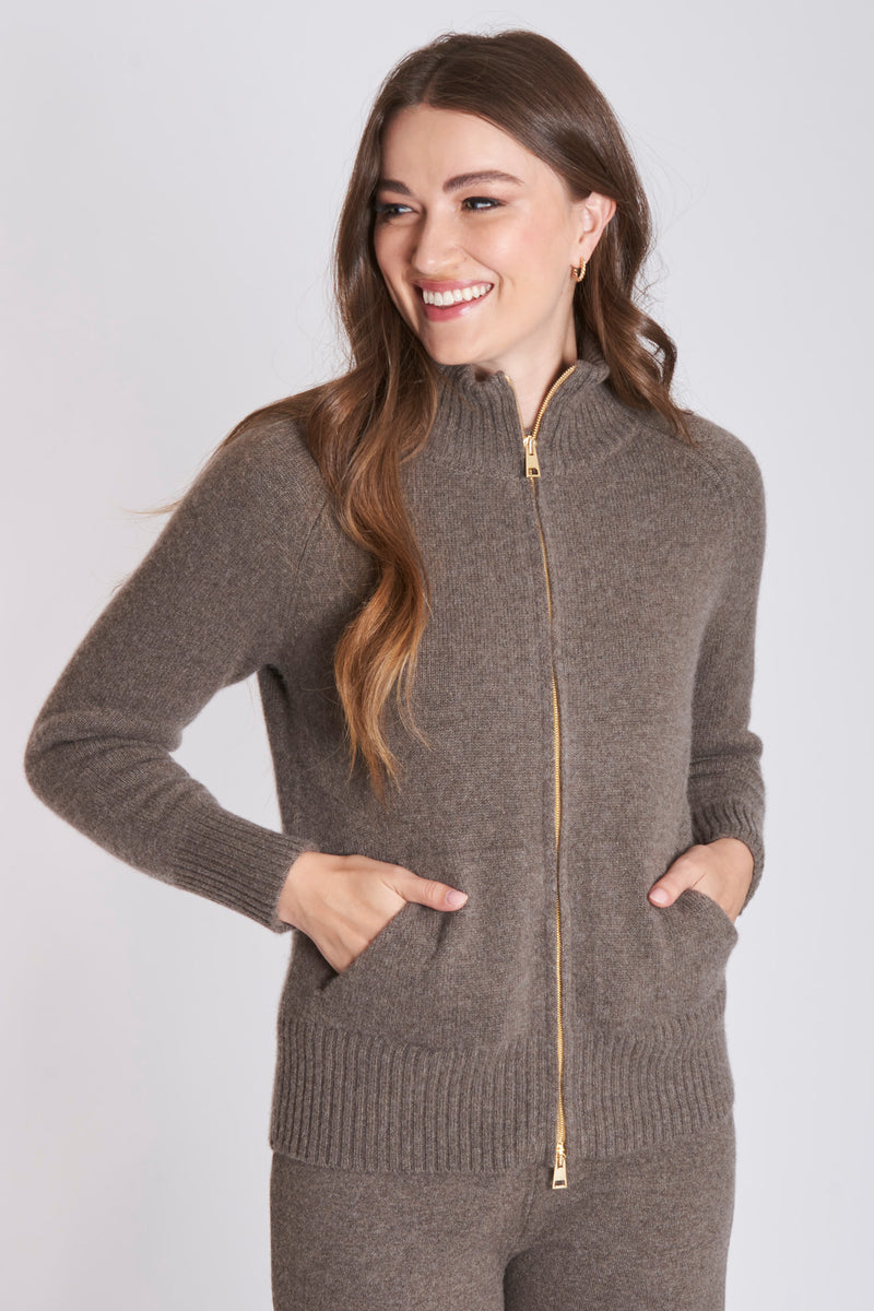 CASHMERE CARDIGAN-COFFEE