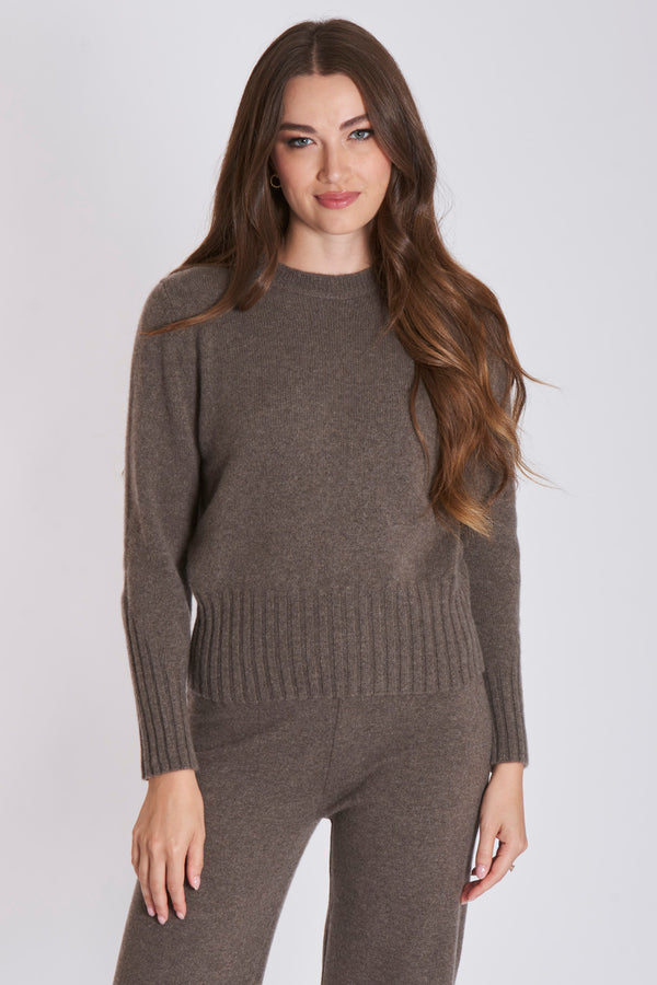 CREW NECK CASHMERE JUMPER-CAFFEE