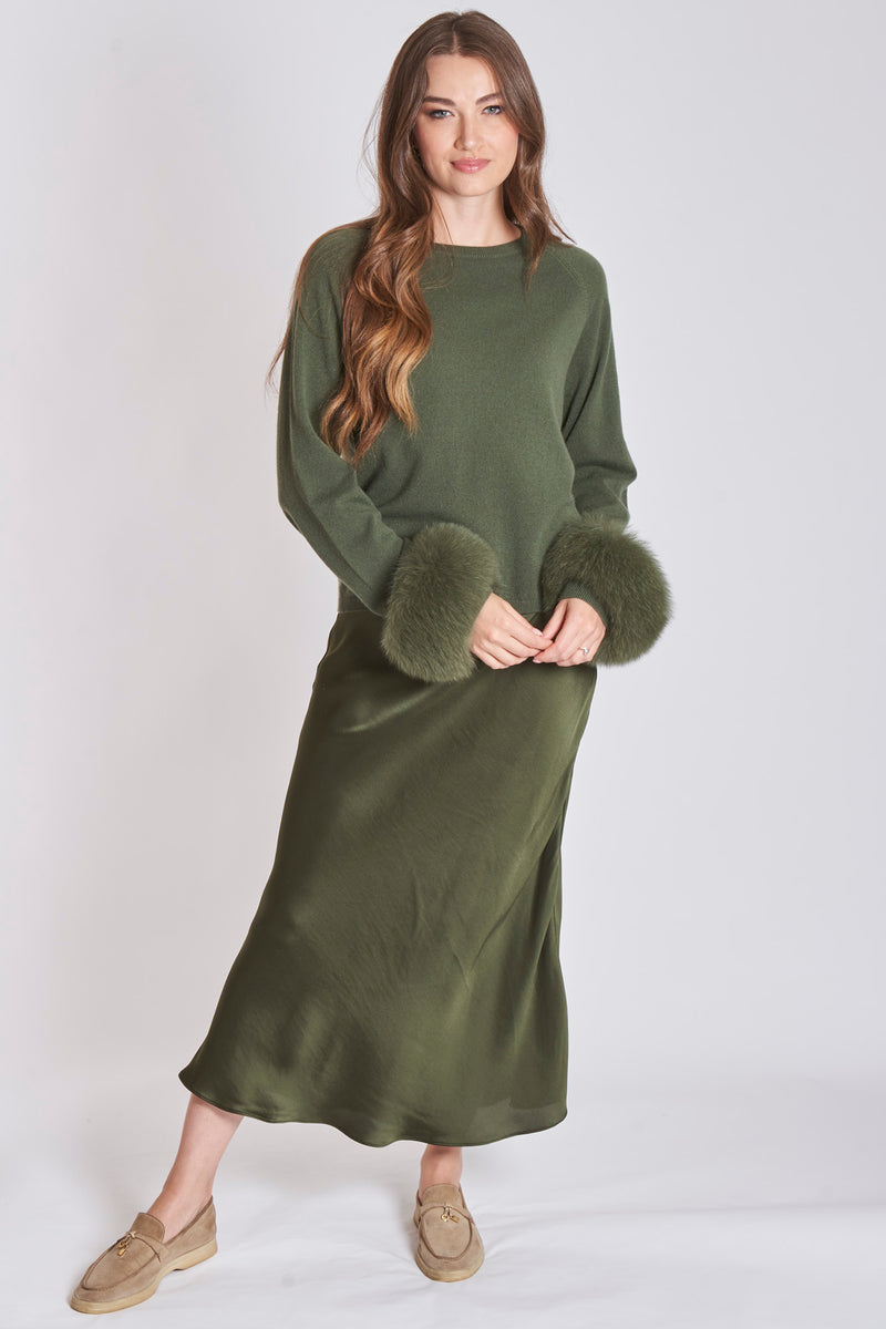 SILK SKIRT-GREEN