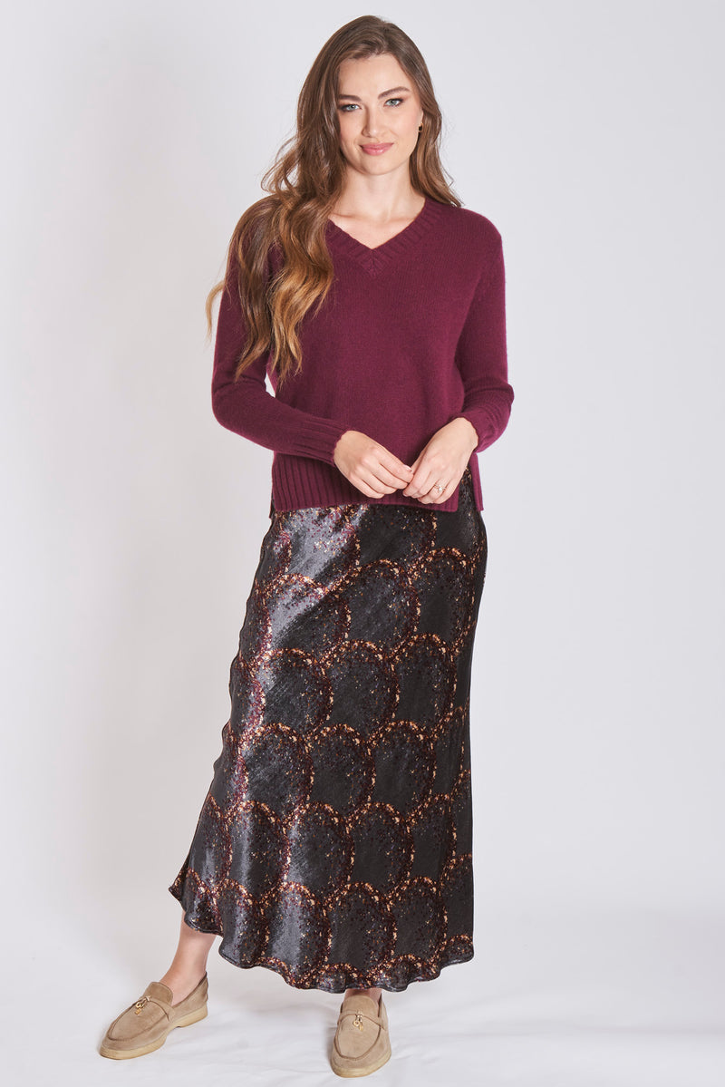 VELVET SKIRT-GREY