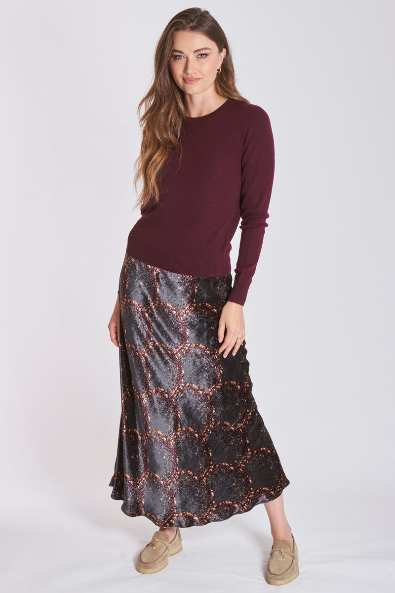 VELVET SKIRT-GREY